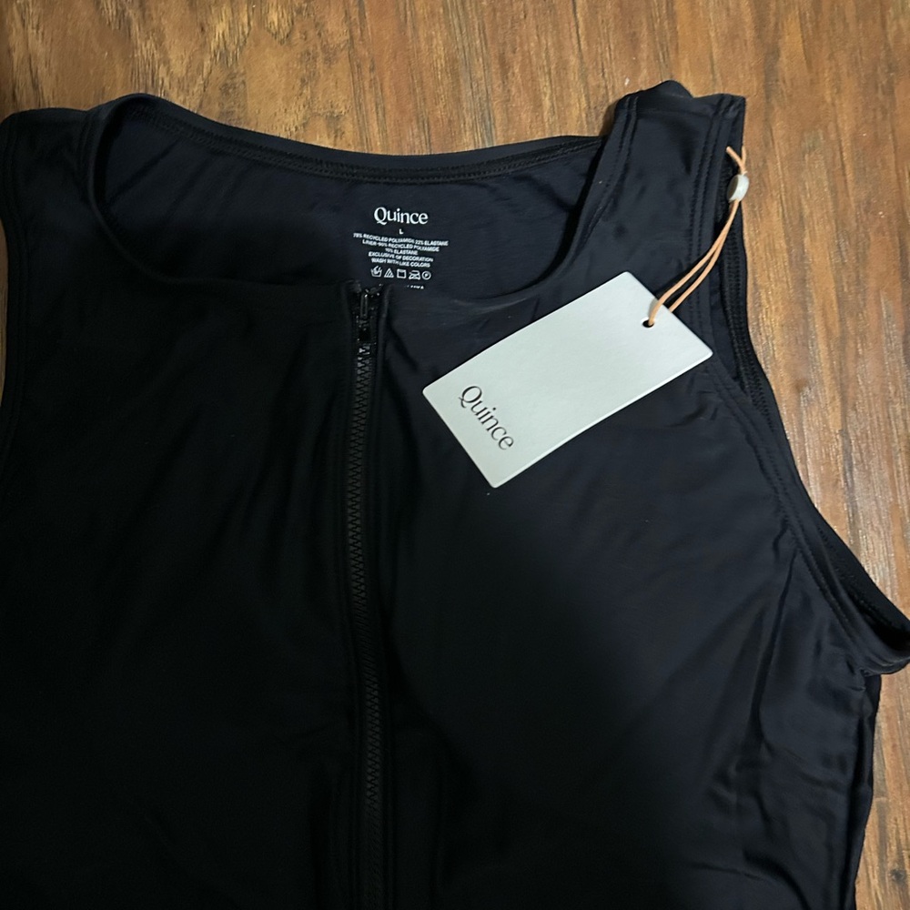 Quince Italian Zip-Front One-Piece Swimsuit in Black Women’s Size Large NWT - Picture 6 of 11